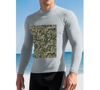 Military Woods Camouflage Men's Rash Guard Swim Shirts UPF 50+ Long Sleeve Compression Surfing Wetsuit Top Quick Dry