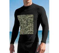 Military Woods Camouflage Men's Rash Guard Swim Shirts UPF 50+ Long Sleeve Compression Surfing Wetsuit Top Quick Dry