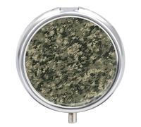 Military Woods Camouflage Pill Box Medicine Pill Organizer 3 Compartment Daily Pill Case Small Pill Container Round Pill Holder Travel Pill Box Metal Pill Case for Purse Pocket