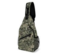 Military Woods Camouflage Sling Bag with Rfid Blocking Causal Mens Crossbody Bag Lightweight Chest Pack Large Man Purse Travel Crossbody Backpack Shoulder Sling Backpack for Hiking Running Cycling
