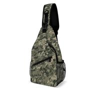 Military Woods Camouflage Sling Bag with Rfid Blocking Causal Mens Crossbody Bag Lightweight Chest Pack Large Man Purse Travel Crossbody Backpack Shoulder Sling Backpack for Hiking Running Cycling