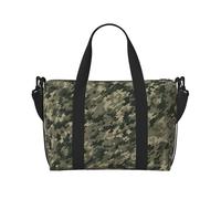 Military Woods Camouflage Travel Tote Bag Unisex, Water-Resistant Weekend Gym Bag, Large Capacity Adjustable Shoulder Strap Travel Bag