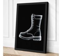 Military Work Boot Industrial Canvas Wall Art Print 24x16 Inch