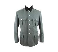 militaryharbor WW2 WWII German Elite M36 Officer Gabardine Tunic Black Collar 6 Buttons-XL