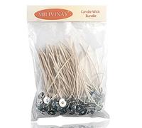 MILIVIXAY 100pcs ECO 14 Wicks, 6.0inch Cotton & Paper Wicks, Pre-Waxed and Tabbed for Soy Candle Making