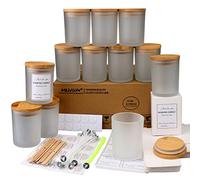 MILIVIXAY 12 Pack 10 OZ Frosted Glass Candle Jars With Lids and Making Kits - Bulk Empty Jars for Candles - Spice, Powder Containers