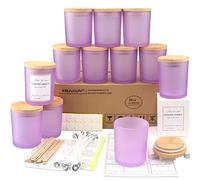 MILIVIXAY 12 Pack 10 OZ Matte Purple Glass Candle Jars with Lids and Candle Making Kits - Bulk Empty Candle Jars for Making Candles - Spice, Powder Containers.