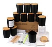 MILIVIXAY 12 Pack 12 OZ Black Matte Glass Candle Jars with Lids and Candle Making Kits - Bulk Empty Candle Jars for Making Candles - Spice, Powder Containers.