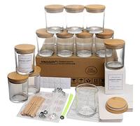 MILIVIXAY 12 Pack 12 OZ Clear Glass Candle Jars with Lids and Candle Making Kits - Bulk Empty Candle Jars for Making Candles - Spice, Powder Containers.