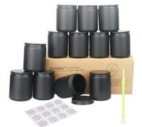 MILIVIXAY 12 Pack 250mL Thick Glass Matte Black Candle Jars with All Black Metal Lids-Bulk Empty Candle Jars for Making Candles-Canning Jar for Spice, Liquid, Sample- Dishwasher Safe.