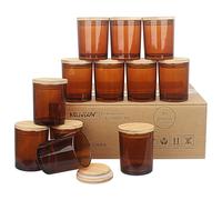 MILIVIXAY 12 Pack 7 OZ Amber Thick Glass Candle Jars with Lids - Bulk Empty Candle Jar for Making Candles - Spice, Powder Containers.