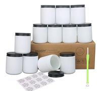 MILIVIXAY 12 Pack 8 OZ Thick Glass Frosted White Candle Jars with All Black Metal Lids-Bulk Empty Candle Jars for Making Candles-Canning Jar for Spice, Liquid, Sample- Dishwasher Safe.