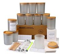 MILIVIXAY 12 Pieces 340g Frosted Glass Candle Jars with Lids and Candle Making Kits - Empty Candle Jars for Candle Making - Spices, Powder Containers