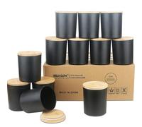 MILIVIXAY 12Pack 12 OZ Matte Black Thick Glass Candle Jars with Lids - Bulk Empty Candle Jar for Making Candles - Spice, Powder Containers.