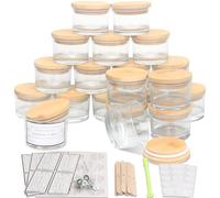 MILIVIXAY 20 Pack 4 OZ Clear Glass Candle Jars with Lids and Candle Making Kits - Bulk Wide Mouth Small Empty Candle Jars for Making Candles - Spice, Powder Containers.