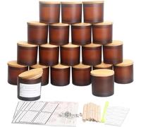MILIVIXAY 20 Pack 4 OZ Frosted Amber Glass Candle Jars with Lids and Candle Making Kits - Bulk Small Empty Candle Jars for Making Candles - Spice, Powder Containers.