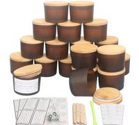 MILIVIXAY 20 Pack 4 OZ Frosted Amber Glass Candle Jars with Lids and Candle Making Kits - Bulk Wide Mouth Small Empty Candle Jars for Making Candles - Spice, Powder Containers.