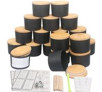 MILIVIXAY 20 Pack 4 OZ Matte Black Glass Candle Jars with Lids and Candle Making Kits - Bulk Wide Mouth Small Empty Candle Jars for Making Candles - Spice, Powder Containers.