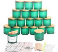 MILIVIXAY 20 Pack 4 OZ Matte Green Glass Candle Jars with Lids and Candle Making Kits - Bulk Small Empty Candle Jars for Making Candles - Spice, Powder Containers.