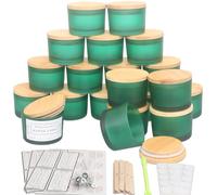 MILIVIXAY 20 Pack 4 OZ Matte Green Glass Candle Jars with Lids and Candle Making Kits - Bulk Wide Mouth Small Empty Candle Jars for Making Candles - Spice, Powder Containers.