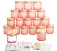 MILIVIXAY 20 Pack 4 OZ Matte Pink Glass Candle Jars with Lids and Candle Making Kits - Bulk Small Empty Candle Jars for Making Candles - Spice, Powder Containers.