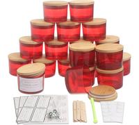 MILIVIXAY 20 Pack 4 OZ Red Glass Candle Jars with Lids and Candle Making Kits - Bulk Wide Mouth Small Empty Candle Jars for Making Candles - Spice, Powder Containers.