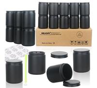 MILIVIXAY 20 Pack 8 OZ Thick Glass Matte Black Candle Jars with All Black Metal Lids-Bulk Empty Candle Jars for Making Candles-Canning Jar for Spice, Liquid, Sample- Dishwasher Safe.
