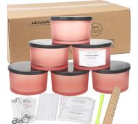 MILIVIXAY 6 Pack 24 oz Candle Jars with Metal Lids and Candle Making Kits - 3 Wick Candle Jar,Bulk Empty Matte Pink Thick Glass Jars for Making Large Candles - Spice, Powder Containers.