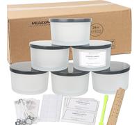 MILIVIXAY 6 Pack 24 oz Candle Jars with Metal Lids and Candle Making Kits - 3 Wick Candle Jar,Bulk Empty Frosted White Thick Glass Jars for Making Large Candles - Spice, Powder Containers.