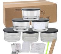 MILIVIXAY 6 Pack 24 oz Candle Making Kits with Metal Lids - Thick Glass Jars for Large Candles - Spice, Powder Containers