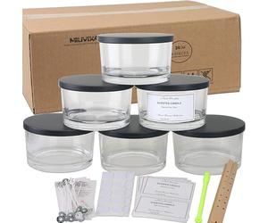 MILIVIXAY 6 Pack 24 oz Candle Making Kits with Metal Lids - Thick Glass Jars for Large Candles - Spice, Powder Containers