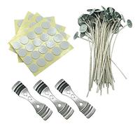 MILIVIXAY Candle Wick Bundle: 100 Candle Wicks, 100 Stickers and 3 Wick Holders - Easy Positioning - Wicks Coated With Natural Soy Wax, Cotton Threads Woven with Paper - Contains No Zinc, Lead or Othe