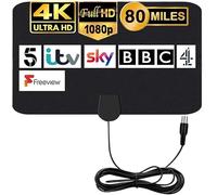 MILIWAN Indoor TV Aerial 80 Miles Digital HDTV Antenna Freeview VHF UHF 4K 1080P for Local Channels Support ALL Television - 12.2FT Coax Cable