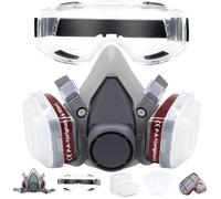 MILIWAN Reusable Respirator Mask, Anti-Dust Gas with Filter, Spray Paint Face Cover Mask With 20 Replaceable Filter Cotton and Anti-fog Goggles for Painting Chemicals Polishing Spraying