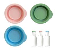 Milk Bottle Tops, Reusable Silicone Milk Bottle Lids, 3 Pack Airtight Caps for Standard UK One Pint Glass MilkBottles, Dishwasher Safe & Fridge Safe, Durable Leak-Proof Seal, Pastel Colors (Set of 3)