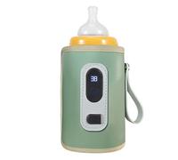 Milk Bottle Warmer, 5 Speeds Portable Milk Heat Keeper Adjustable Heating Cover USB Digital Display for Breastmilk, Breastmilk, Water, Beverage (Green)