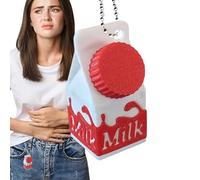 Milk Box Keychain - ABS 2x2x4.5cm | Milk Carton Pill Box Keyring for Tablets Capsules | Cute Portable Lactose Intolerance Medicine Storage Case for Travel Office School and Daily Use