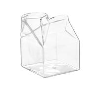 Milk Box Shape Glass Cups Creamers Pitcher Cute Coffee Cup Simple Students Drink Bottle Breakfast Cup Drinkware Cocktails Glasses Clear Dishwasher Safe Milk Container Home Decors Glassware