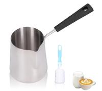 Milk Butter Warmer Pot, 600ml Turkish Coffee Pot Stovetop Coffee Maker Chocolate Melting Pan Cezve Ibrik Briki Greek Arabic Coffee Heater with Cleaning Brush for Maple Syrup, Sauce Heating