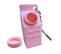 Milk Carton Keychain Pill Holder, Portable Small Pill Box, Cute Key Ring Pill Organiser, Lightweight Lactose and Tolerant Pill Container for Women