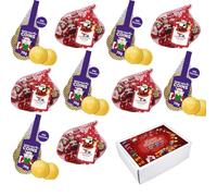 Milk Chocolate Coins,Santa Nets Bags With Gift Box - Cristmas Stocking Filler,Secret Santa Gifts (10 x Mixed Bags)