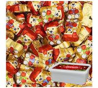 Milk Chocolate Creme Filled Gold Bears with Christmas Giift Tub - Bear-Shaped Milk Chocolate with Smooth Milky Creme Filling - Chocolate Treats & Gifts (250g)