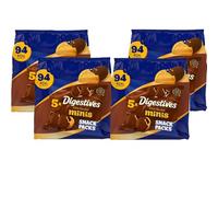 Milk Chocolate Digestive Minis Biscuits 4 x 95g - 5 x Mini Biscuits Pack in a Bag - Milk Chocolate Topped Mini Wheatmeal Biscuit