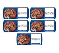 Milk Chocolate Digestives Biscuits, Crumbly & Crunchy, 300g, Suitable for Vegetarian, Pack of 5
