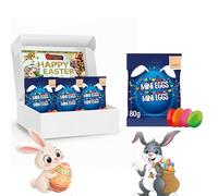Milk Chocolate Easter Mini Eggs Sharing Bag 80g With Easter Gift Box - Smooth Milk Chocolate With a Colourful Sugar Shell - smrt (6 x Bags)