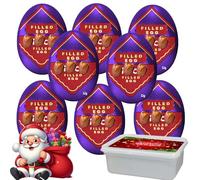 Milk Chocolate Egg with Caramelised Biscuit Filling 32g with Christmas Tub - Smooth and Creamy Easter Treat with Crunchy Pieces - bscf (8 x Eggs)