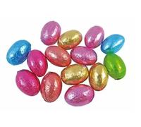 Milk Chocolate Eggs - Individually Wrapped Mixed Coloured Foiled Solid Milk Chocolate Shapes - 1KG (Bulk Bag of Approx 140 eggs)