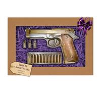 Milk Chocolate Gun Gift Set with Bullets | Handmade Present for Men Dad Husband Boyfriend Brother | Father's Day Birthday Anniversary | Unique Novelty for Chocolate Gun Lovers