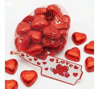 Milk Chocolate Hearts - 20 Small Red Foil Wrapped Valentines Chocolate Hearts Love Heart Chocolates | Wedding Favour Chocolates