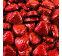 Milk Chocolate Hearts - Red Foil Wrapped Milk Chocolate Love Hearts 500g with Thank You Sticker - Ideal Valentine, Birthday and Weddings Gift - Milk Chocolate